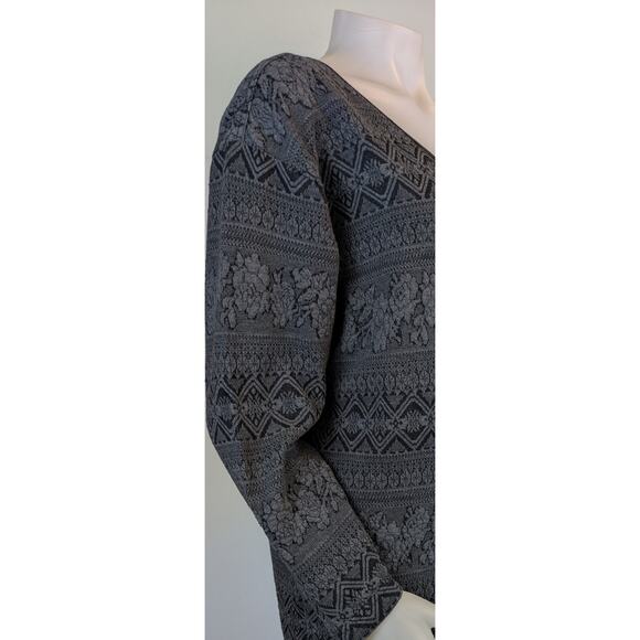 Victorias Secret Country VTG 90s Cardigan Small Oversized Gray Floral Geometric - Picture 4 of 9